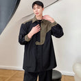 Load image into Gallery viewer, [Illustrated Series]★Shirt★ Tops Unisex Men's Fake Layered Stylish Switching Black Black
