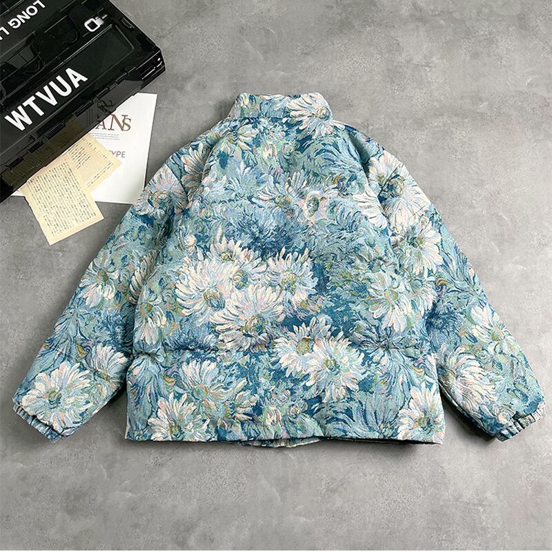 [Gyoshoen Series] ★Winter Coat★ 2color Thick Warm Unisex Men's Oil Painting Style Blue Green Blue Green Loose