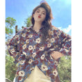 Load image into Gallery viewer, [YOUZI Series] ★Floral Pattern Shirt★ Tops Oil Painting Style Long Sleeve Shirt Loose Retro Commuting Date Cute Blue Blue
