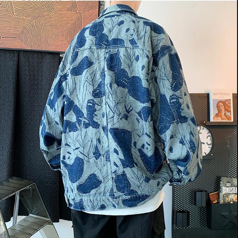 [MCL Series] ★Jacket★ Outer Denim Jacket Unisex Men's Print Blue Blue Stylish