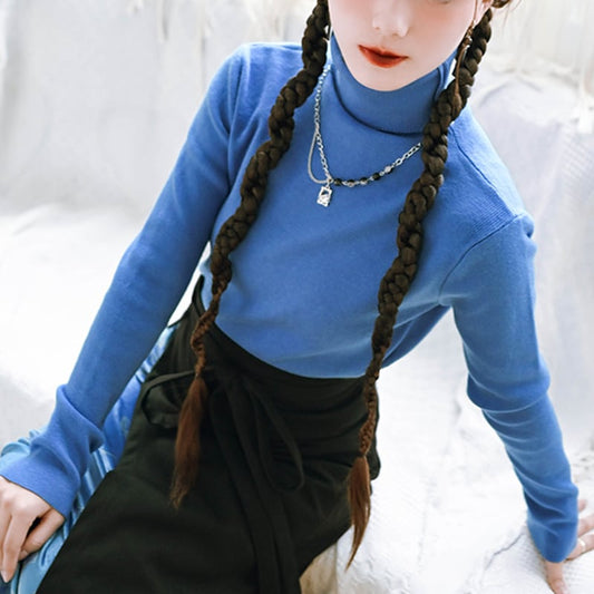 [Kokaisha --- Hanano Kei Series] ★Knit tops★ 7color Simple high neck Easy to match with elasticity