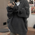 Load image into Gallery viewer, [Demon King Series]★Sweater★ 2color Black Gray Simple Knit Tops Parka V-neck Cute Black Gray
