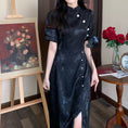 Load image into Gallery viewer, [Dong Xiaojie Series] ★China style dress★ Improved cheongsam dress, girls' party, black, black, large size, slimming slit
