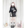 Load image into Gallery viewer, [Nekogan Series] ★T-shirt★ Cotton Tops Women's Fashion Cute 3/4 Sleeve Black Black
