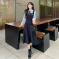 Load image into Gallery viewer, [Dong Xiaojie Series] ★One Piece★ 2color Ladies Fake Layered Navy Coffee Color Cute
