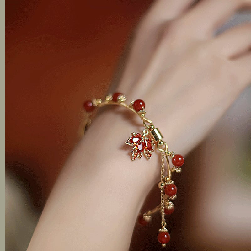 [Random Series]★China Style Bracelet★ Bracelet Ladies Accessories Maple Present Red Red