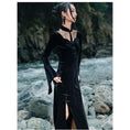 Load image into Gallery viewer, [Big Blue Dragon Series] ★China style dress★ Long length velvet sexy black slit long length
