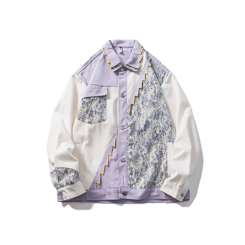 [MMstudios Series] ★Jacket★ Outerwear Switchable Unisex Men's Casual Embroidery Stylish Purple White