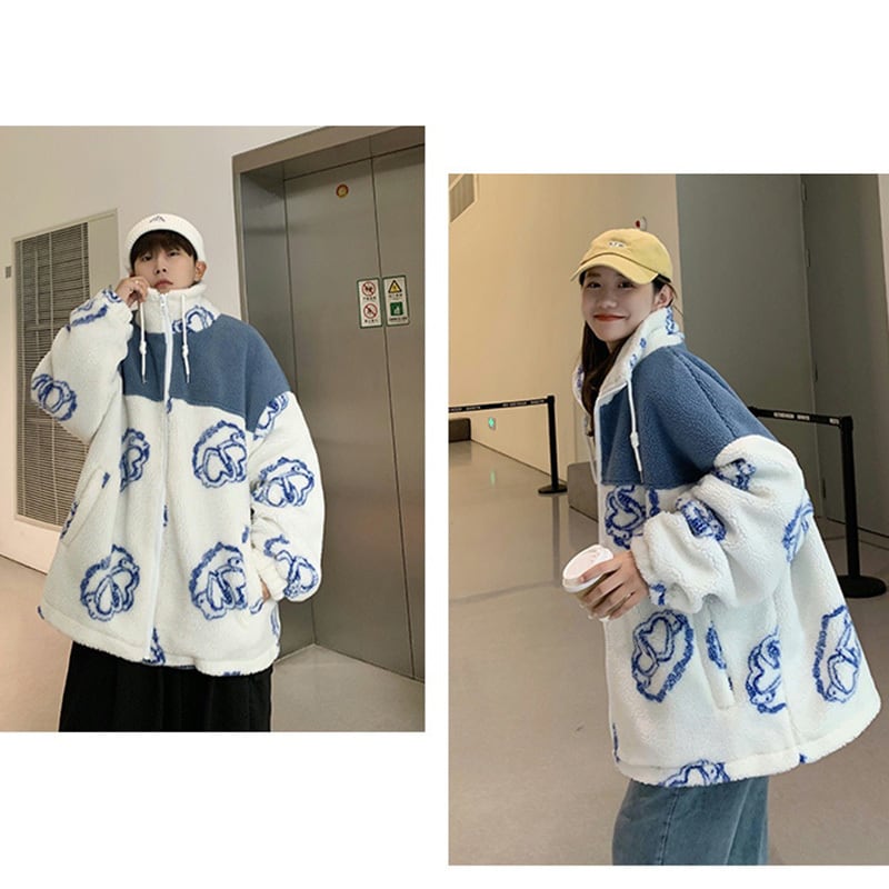 [BOO Series] ★Coat★ Outerwear Unisex Men's Cute SML XL 2XL 3XL Couple Clothes White Blue