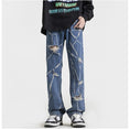 Load image into Gallery viewer, [BIGEMAN Series]★Denim Pants★ Unique Bottoms Trousers Men's Large Size Distressed Blue Blue
