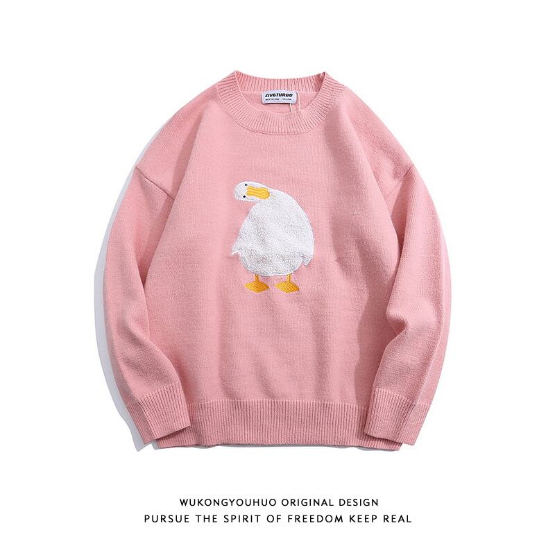 [Satoru Series]★Sweater★ 4color Unisex Men's Animal Pattern Cartoon Black White Blue Pink