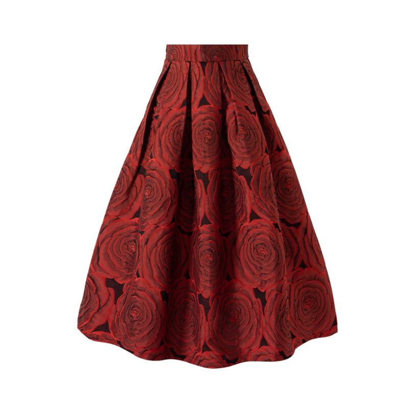 [MOERBEN Series]★Skirt★ Bottoms High Waist Temperament Enhancement Women's Red Red Floral Pattern