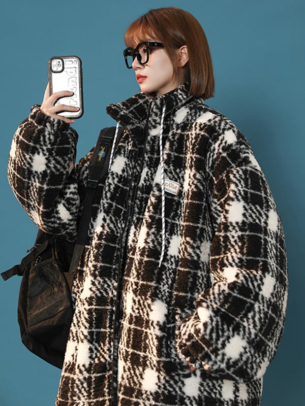 [Morimoto Series] ★Winter Coat★ Cotton Coat 2 Colors Thick Warm Unisex Men's Cold Protection Plaid Pattern Blue Black