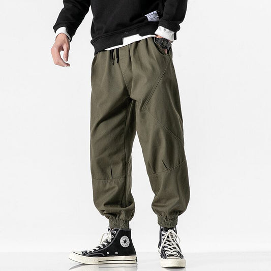 [BIGEMAN Series] ★Casual Pants★ 2color, 3/4 length bottoms, pants, unisex, men's, large size, black, green, easy to match