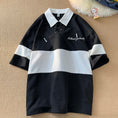 Load image into Gallery viewer, [CHAOMEICHEN Series] ★POLO Shirt★ 2color Tops Unisex Men's Horizontal Striped Striped Pattern Black Gray
