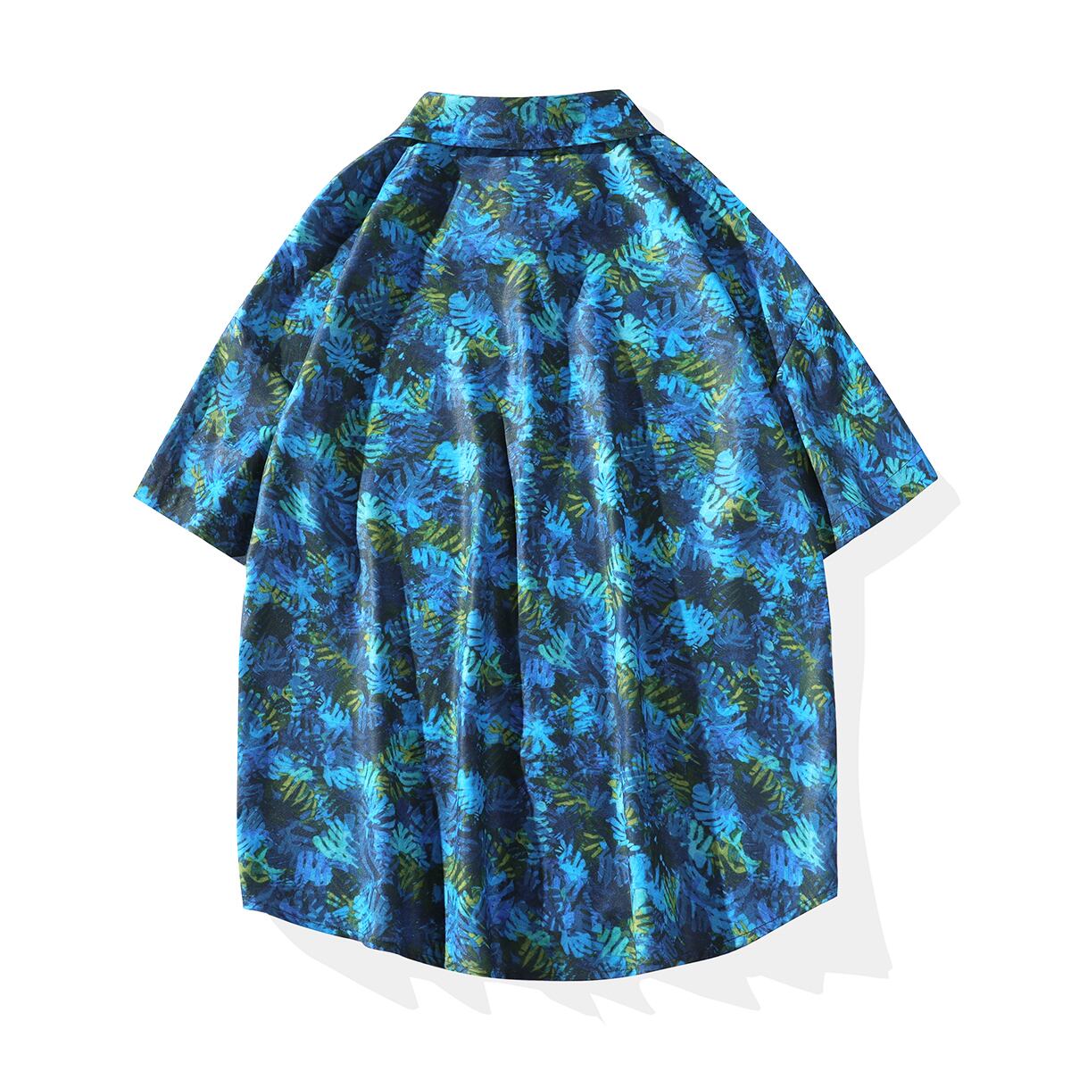 [Fujiiman Series] ★Tops★ Shirt 2color Unisex Men's Large Size Brown Blue Aloha Shirt