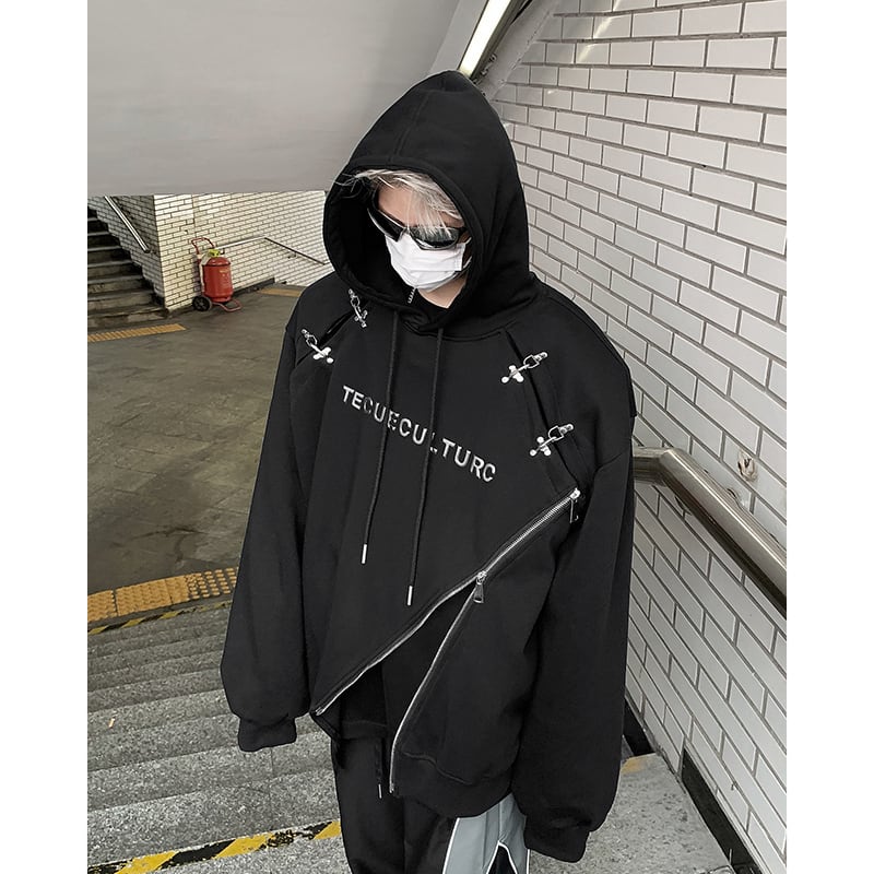 【入画シリーズ】★パーカー★ トップス 男女兼用 メンズ おしゃれ デザイン性有り ブラック 黒い M L XL 2XL 3XL