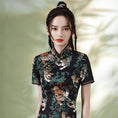 Load image into Gallery viewer, [YUEQIAO Series]★Cheongsam dress★Short length velvet Chinese style dress print retro
