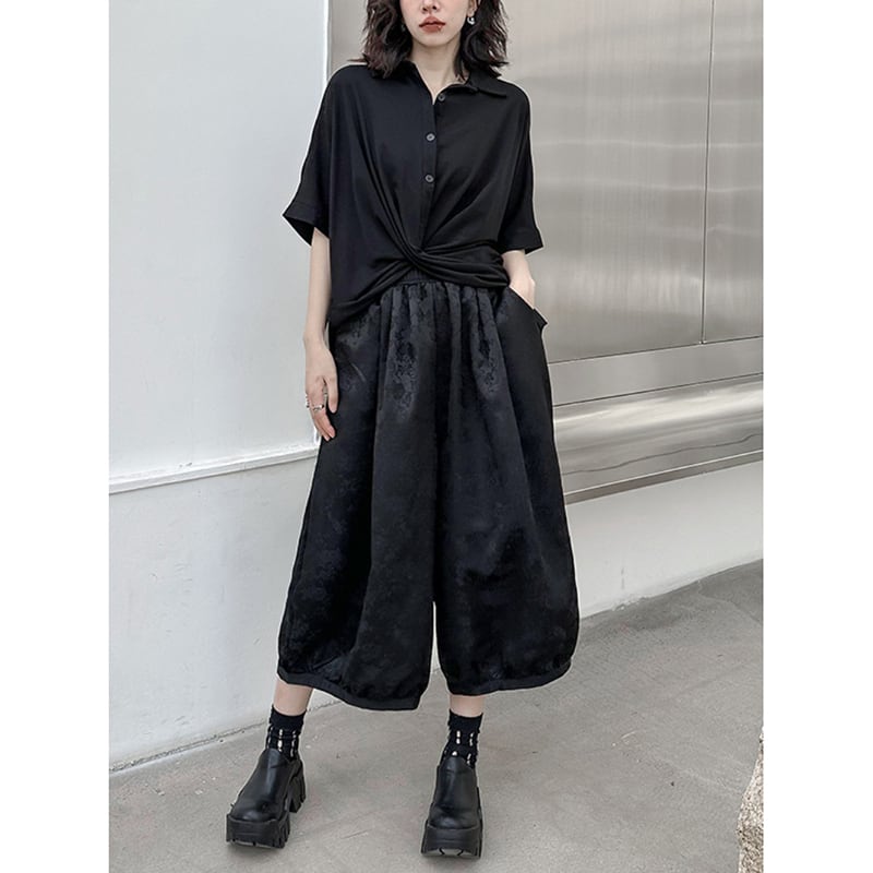 [YIDAO Series] ★China style trousers★ Daily wear, Chinese clothes, black, easy to match, nine-quarter length, summer clothes, loose-fitting