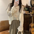 Load image into Gallery viewer, [Saikusou Series] ★Sweater★ 3color Knit Tops Openwork Mini Length Loose V Neck Beige Simple
