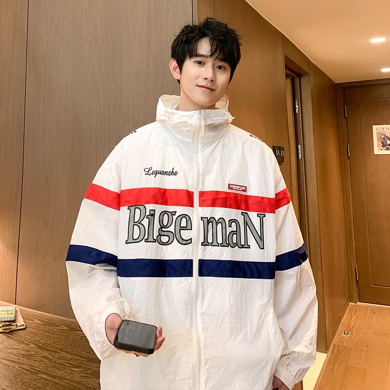 [BIGEMAN Series] ★Thin outerwear★ UPF50+ 2color UV protection Unisex Men's Large size Sun protection White Black