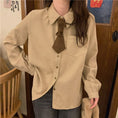 Load image into Gallery viewer, [Koshinke Series]★Shirt with tie★ Tops 3 colors Cute Easy to match Beige Light brown Pink
