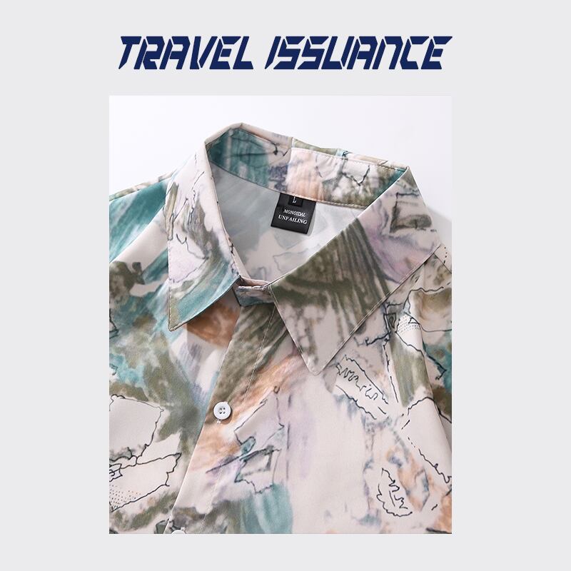 [HTTAOSUP Series]★Shirt★ Tops Short Sleeve Shirt Unisex Men's SML XL Loose Aloha Shirt Unique