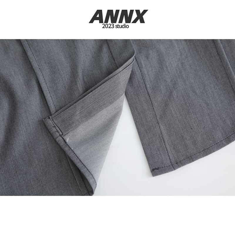 【ANNXstudio系列】★襯衫配領帶★襯衫 長袖襯衫 上衣 休閒 寬鬆 灰色 灰色