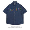 Load image into Gallery viewer, [PUDUN Series]★Denim shirt★ Tops, short sleeve shirt, unisex, men's, unique, embroidery, summer clothes, blue, blue
