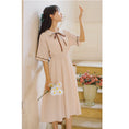 Load image into Gallery viewer, [Shukunsho series]★China style dress★2color embroidery long length short sleeve summer cute easy to match beige green
