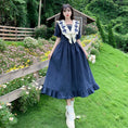 Load image into Gallery viewer, [Dong Xiaojie Series] ★Sailor color dress★ Cute large size Blue Blue Blue Date, school, commuting
