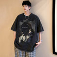 Gallery viewerに画像を読み込む, 【Lettheheartシリーズ】★トップス★ Tシャツ 男女兼用 メンズ 大きいサイズ レトロ 個性的 黒灰色 合わせやすい
