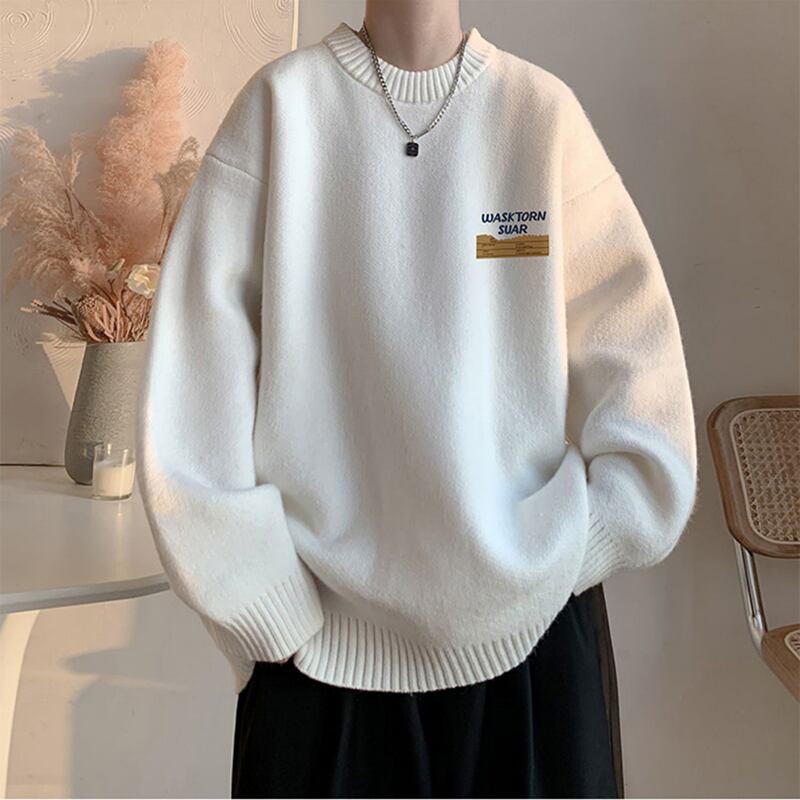 [KADISHOU Series]★Sweater★ 8color Knit Tops Unisex Men's Simple Alphabet Round Neck