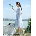 Load image into Gallery viewer, [Hakushu Series] ★2-piece dress set★ Hanging dress + long sleeve dress + chiffon Blue Blue Cute
