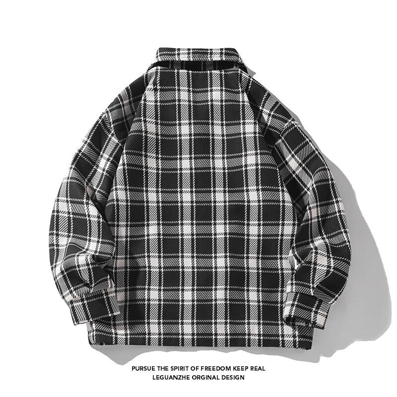 [BIGEMAN Series]★Jacket★ 2color outer plaid pattern unisex men's black white