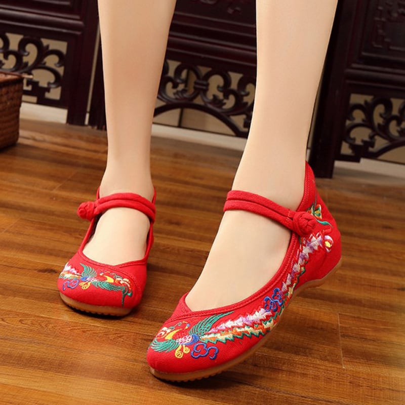 3colors Embroidery Shoes Handmade Shoes Chinese Shoes Chinese Style Shoes Chinese Style Buttons Tang Suit Hanfu Shoes Ethnic Style Retro Zook Rubber 34 35 36 37 38 39 40 41 Black Red Blue