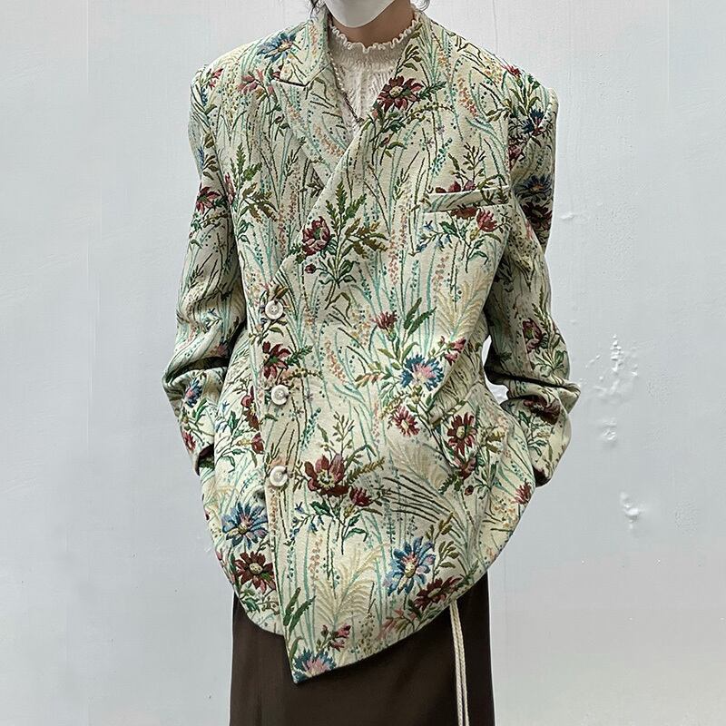 [14GSL Series]★China style outerwear★ Blazer Floral Pattern Retro Unisex Men's Casual ML XL