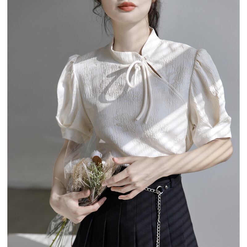 [GUIDUO Series]★China style tops★ Improves temperament, summer clothes, easy to match, date, commuting, retro, cute