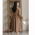 Load image into Gallery viewer, [Shukunsho series] ★China style dress★ 2color fake layered ladies cute retro autumn clothes black coffee color
