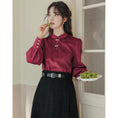 Load image into Gallery viewer, [LAWO Series]★China style shirt★ 2color tops corduroy improves temperament apricot red
