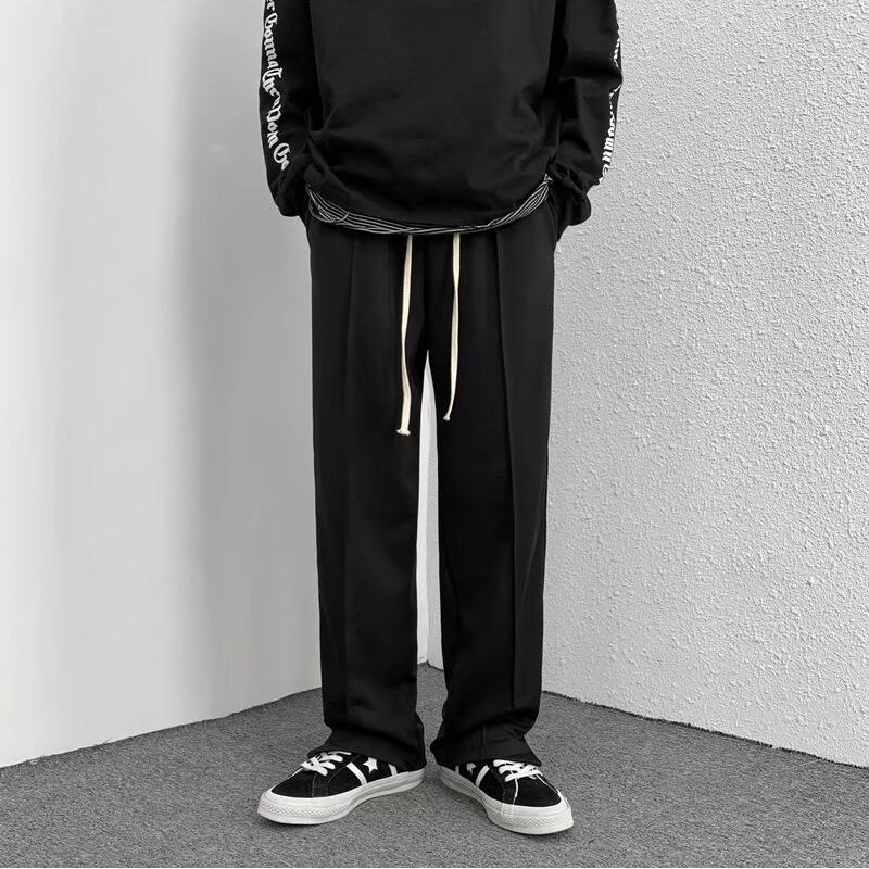 [Leonbinno Series] ★Pants★ Newly added brushed lining type Casual pants Slit Vertical stripes Striped pattern Black Black ML XL 2XL