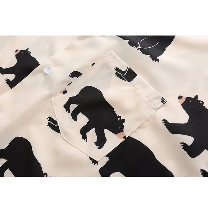 [UNBDEE Series]★Shirt★ Tops Unisex Men's ML XL 2XL Short Sleeve Shirt Summer Clothes Bear Cute Animal Pattern