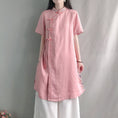 Load image into Gallery viewer, [Kofuku Series]★China style shirt★ 4color long shirt ethnic style blue white pink yellow
