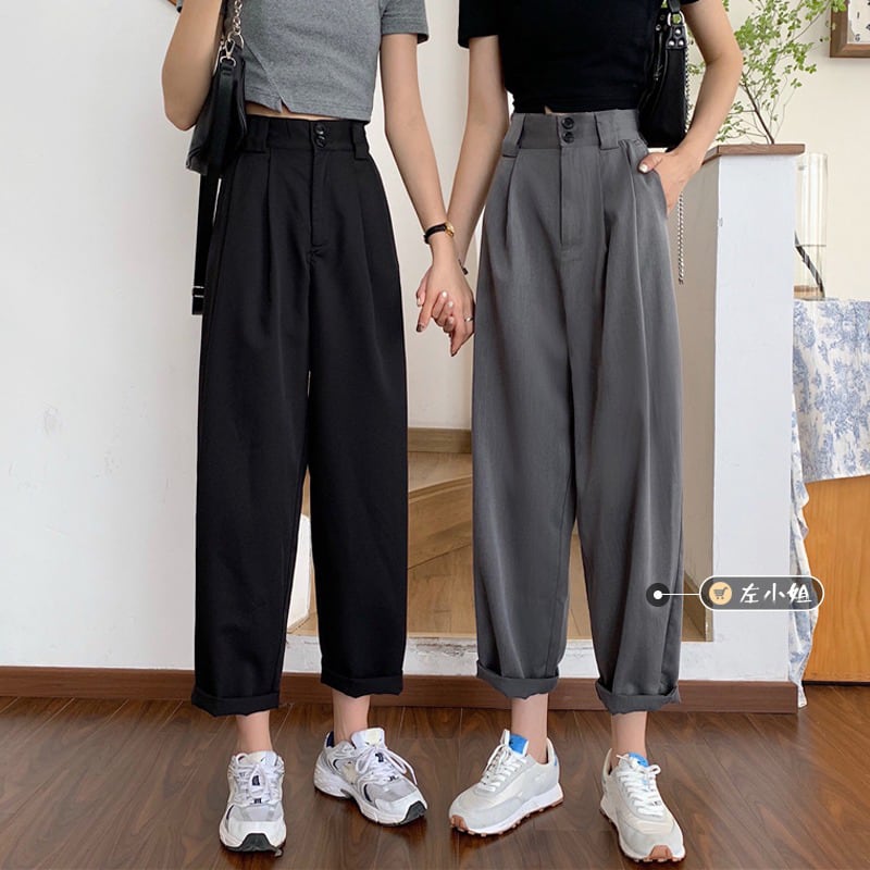 [Left Sister Series] ★Casual Pants★ 2color Pants Bottoms Loose Easy to Match Date Commuting Office Lady Black Gray