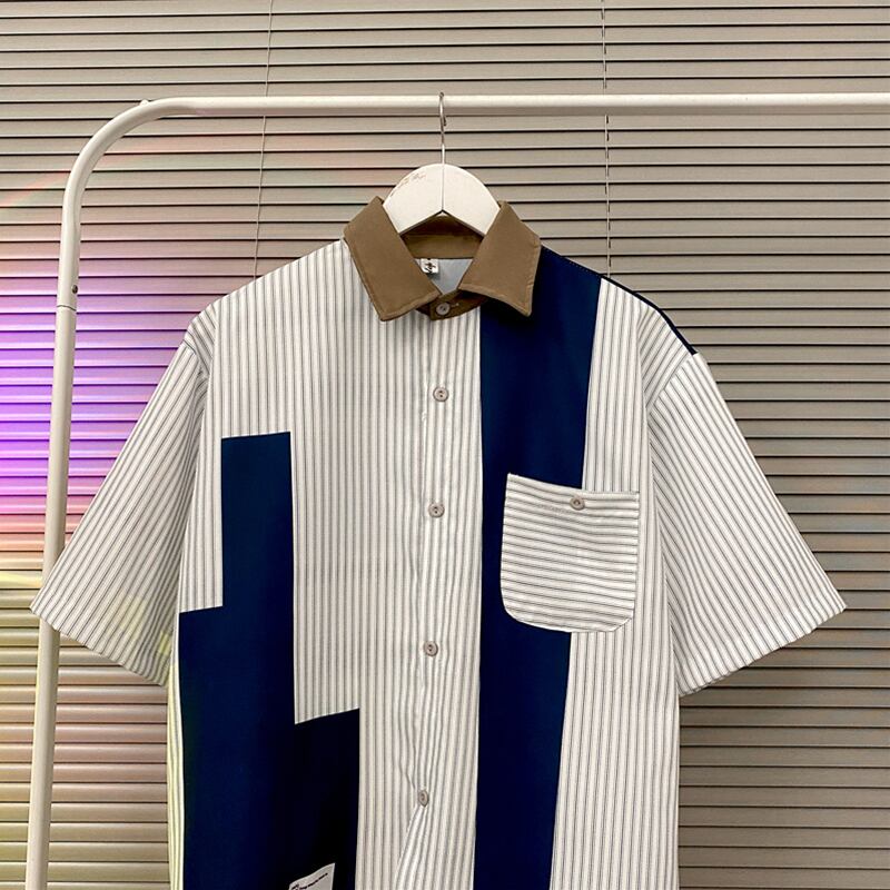 [XGY Series]★Shirt★ Tops Unisex Men's Color scheme Vertical stripes Striped pattern Casual Easy to match