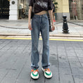 Load image into Gallery viewer, [Kumikumi Series]★Denim pants★ Bottoms Slimming long length Unique design Blue Blue SML XL
