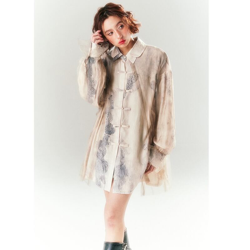 [Yang's Great Dream Series] ★China Style Shirt★ Tops Print China Button Long Sleeve Shirt Retro