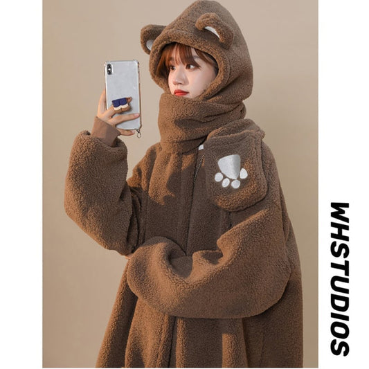 [Fujiiman Series] ★Tops + Hat★ 4color Unisex Men's Brown Beige Blue Pink Bear Cute