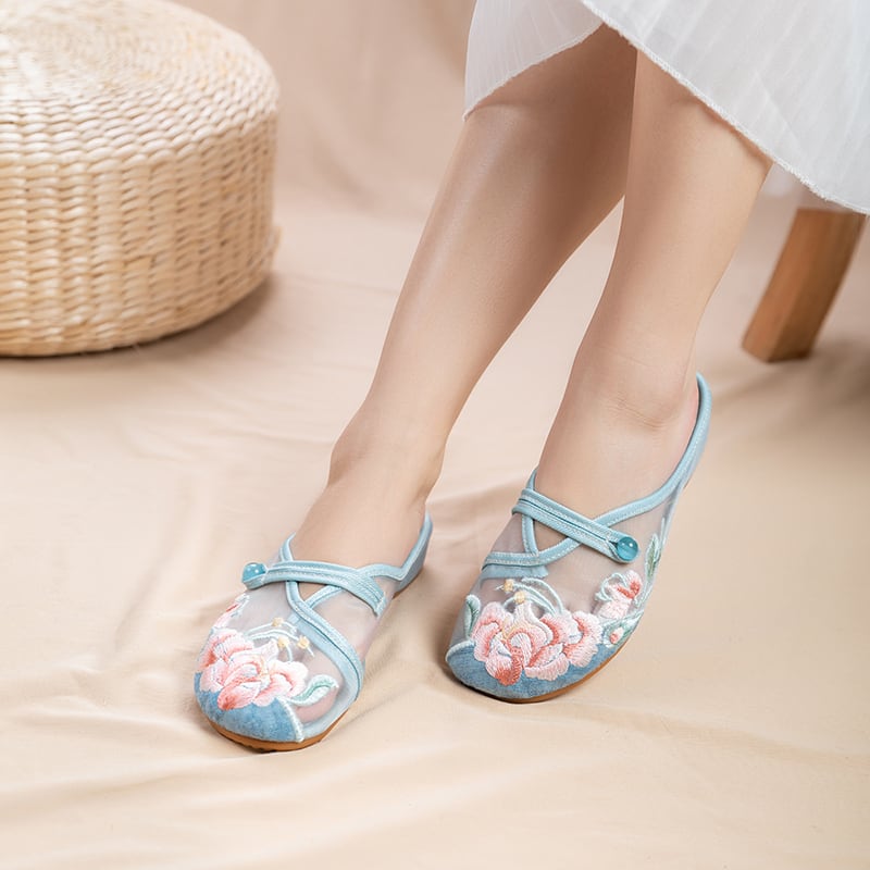 [BAIQIN Series]★Embroidered shoes★ Size 34-40 3color Shoes Chinese style shoes Summer Thin Retro Cool