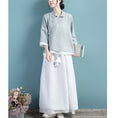 Load image into Gallery viewer, [Qing Series]★China style tops★ 5color Summer Embroidery Blue Green Gray White Purple Pink
